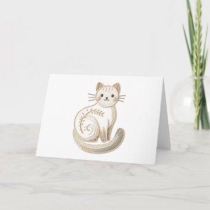 Niedliche bestickte Boho Kitty Cat Blank Karte