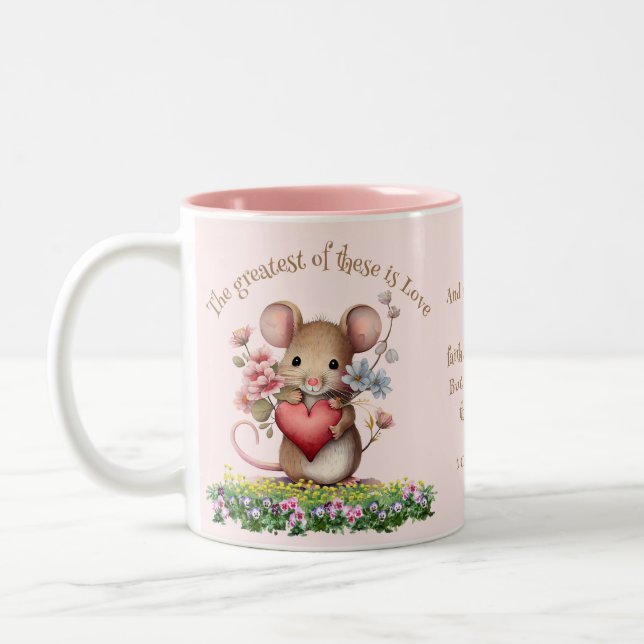 Niedliche Bibelschrift Tasse Maus Herz rosa (Links)