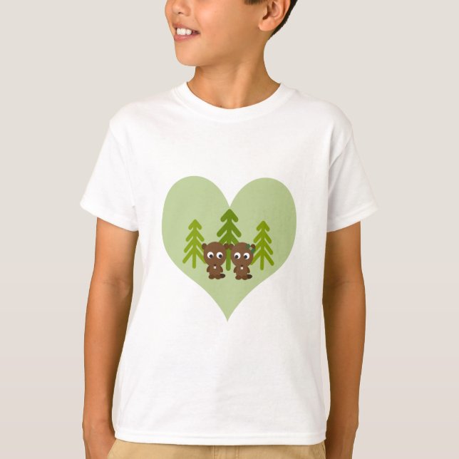 Niedliche Biber-Liebe T-Shirt (Vorderseite)