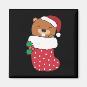 Niedliche Biber zu Weihnachten Strümpfe zu Weihnac Magnet