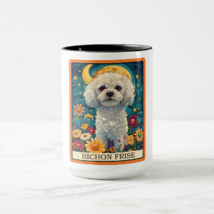 Niedliche Bichon Frise Hund-Tarot-Karte Tasse