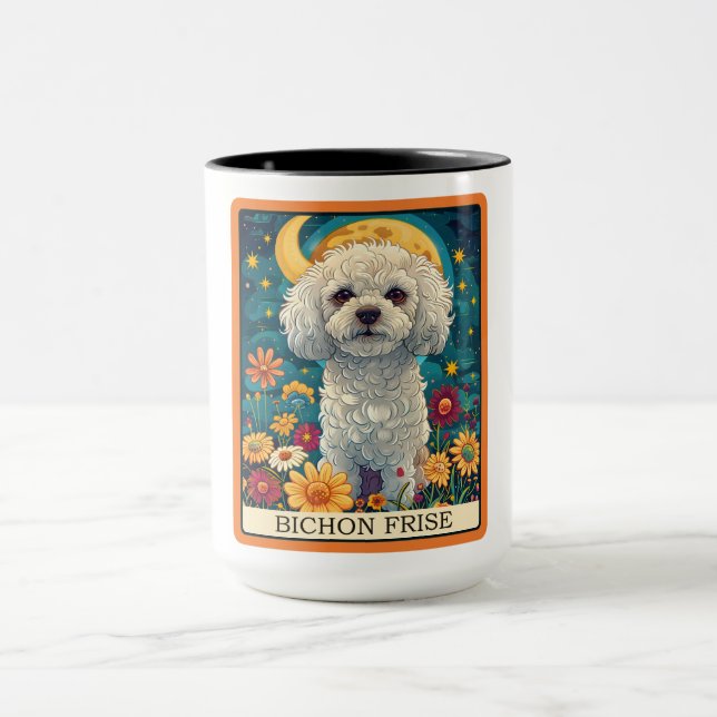 Niedliche Bichon Frise Hund-Tarot-Karte Tasse (Zentrum)