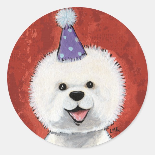 Niedliche Bichon Frise Party Hunde Stickers (Vorderseite)