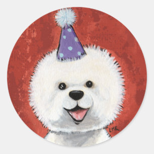 Niedliche Bichon Frise Party Hunde Stickers