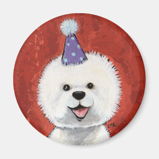 Niedliche Bichon Frise Party Hundelikation Magnet