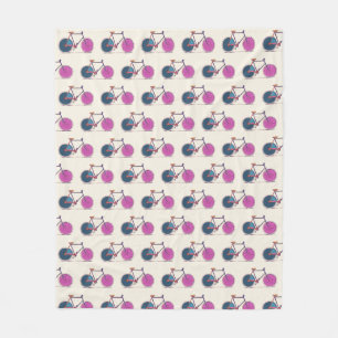 Niedliche Bicycle Line Art Zeichnend Muster Fleecedecke