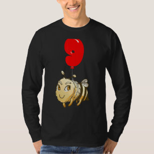 Niedliche Biene 9. Geburtstag Kinder Ballon Party T-Shirt