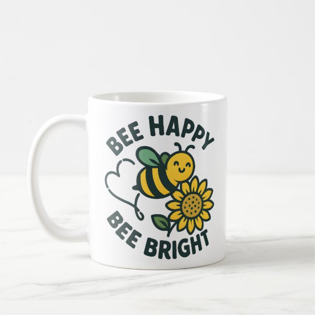 Niedliche Biene Happy Bright Sonnenblume Kaffeetasse (Links)