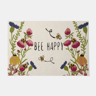 Niedliche Biene mit Blume Rug , Naturgeschenke Fußmatte
