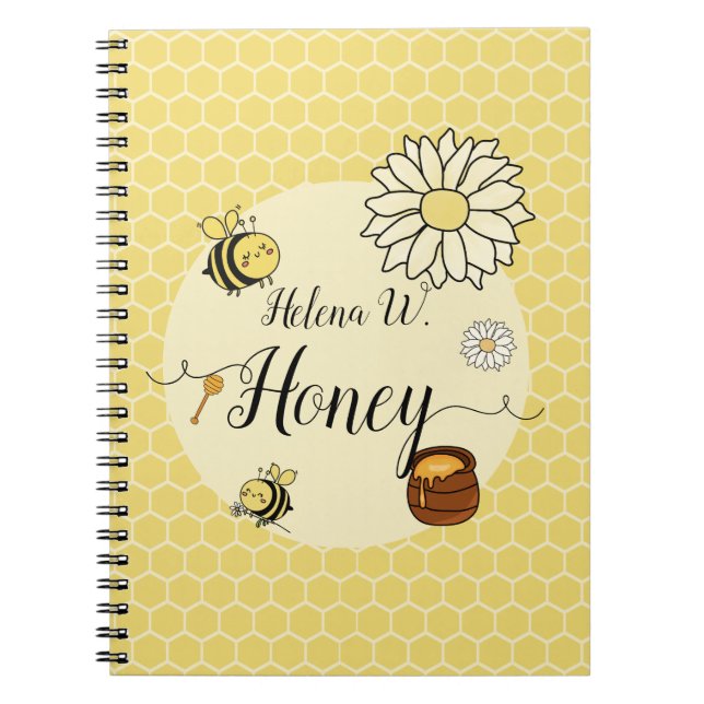 Niedliche Biene mit Sweet Honey Notebook Notizblock (Vorderseite)