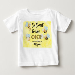 Niedliche Biene-One-Yellow-Black-Geburtstagsparty Baby T-shirt