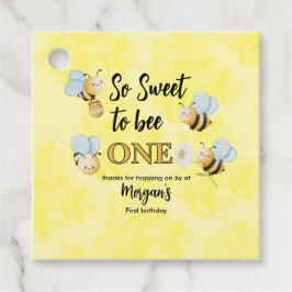 Niedliche Biene-One-Yellow-Black-Geburtstagsparty Geschenkanhänger