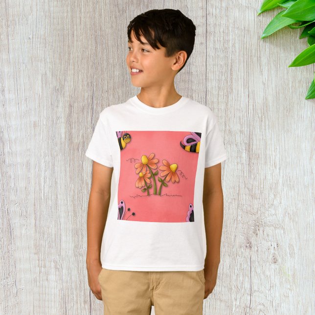 Niedliche Biene und Blume Rosa Frühlingspark T-Shirt (Von Creator hochgeladen)