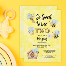 Niedliche Biene Zwei Gelbe Schwarze Zweite Geburts