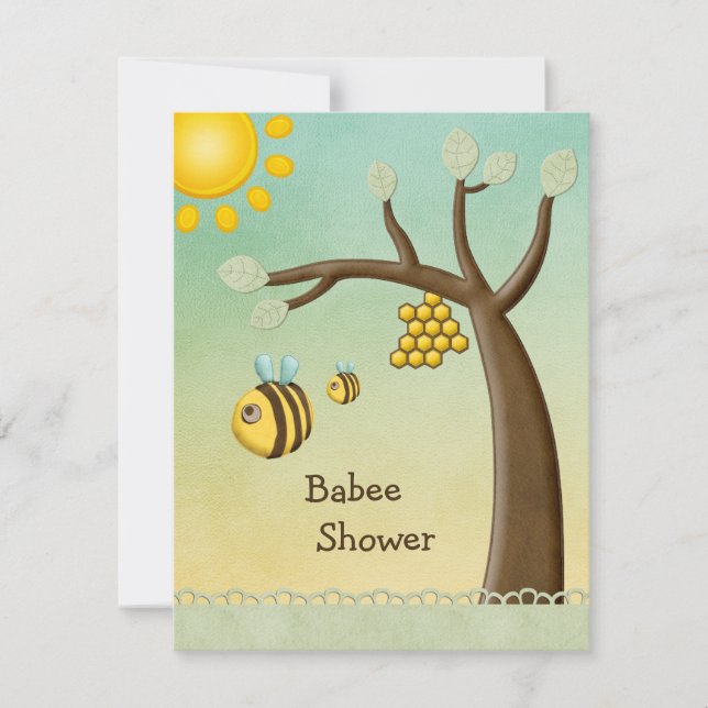 Niedliche Bienen, Bäume und Bienendusche Einladung (Vorderseite)