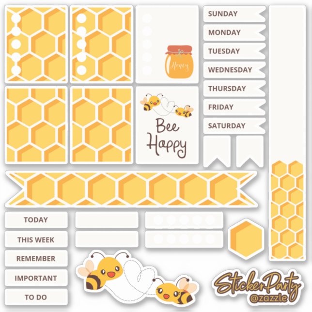 Niedliche Bienen Hummeln Honeycomb Planner Sticker (Vorderseite)