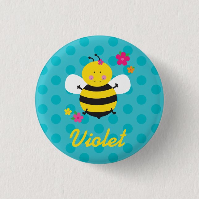 Niedliche Bienen-personalisiertes Button/Knopf Button (Vorderseite)