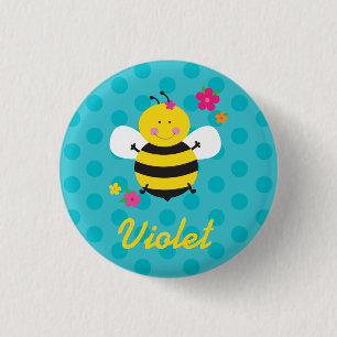 Niedliche Bienen-personalisiertes Button/Knopf Button