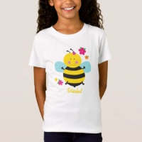 Niedliche Bienen-personalisiertes Mädchen-Shirt