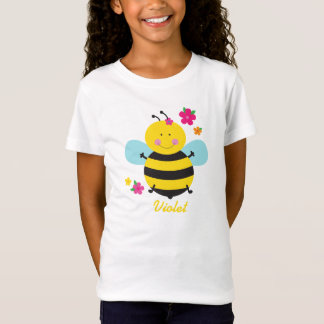Niedliche Bienen-personalisiertes Mädchen-Shirt T-Shirt