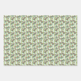 Niedliche Bienen, Schmetterlinge, Blume und Ladybu Geschenkpapier Set