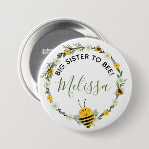 Niedliche Bienen Schwester des Watercolor Daisies  Button