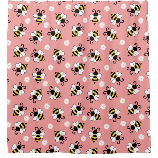 Niedliche Bienen und Blume Duschvorhang (Vorderseite)