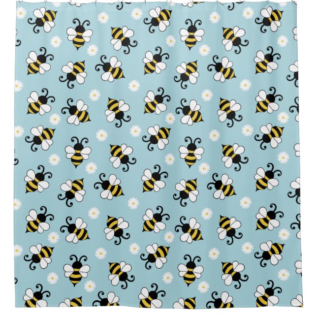 Niedliche Bienen und Blume Duschvorhang (Vorderseite)