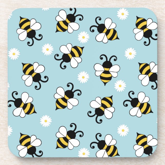Niedliche Bienen und Blume Getränkeuntersetzer (Vorderseite)