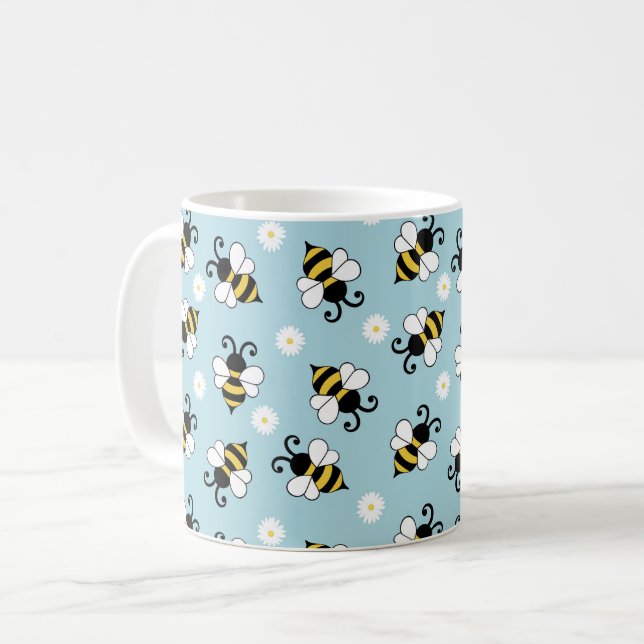 Niedliche Bienen und Blume Kaffeetasse (Vorderseite Links)