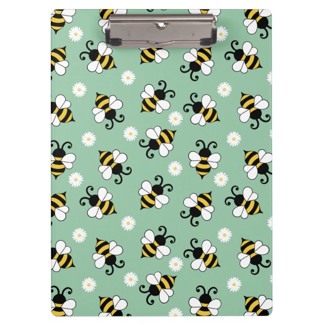 Niedliche Bienen und Blume Klemmbrett (Vorderseite)