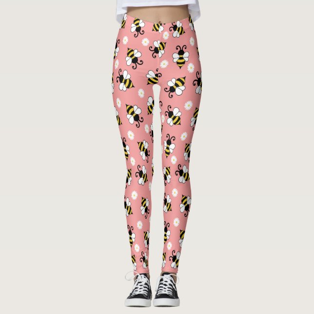 Niedliche Bienen und Blume Leggings (Vorderseite)