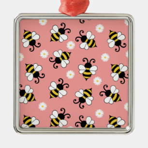 Niedliche Bienen und Blume Ornament Aus Metall