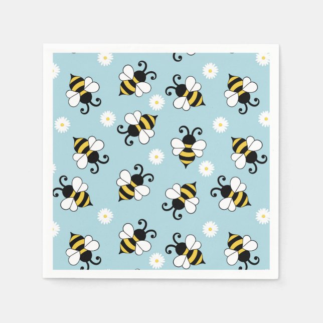 Niedliche Bienen und Blume Serviette (Vorderseite)
