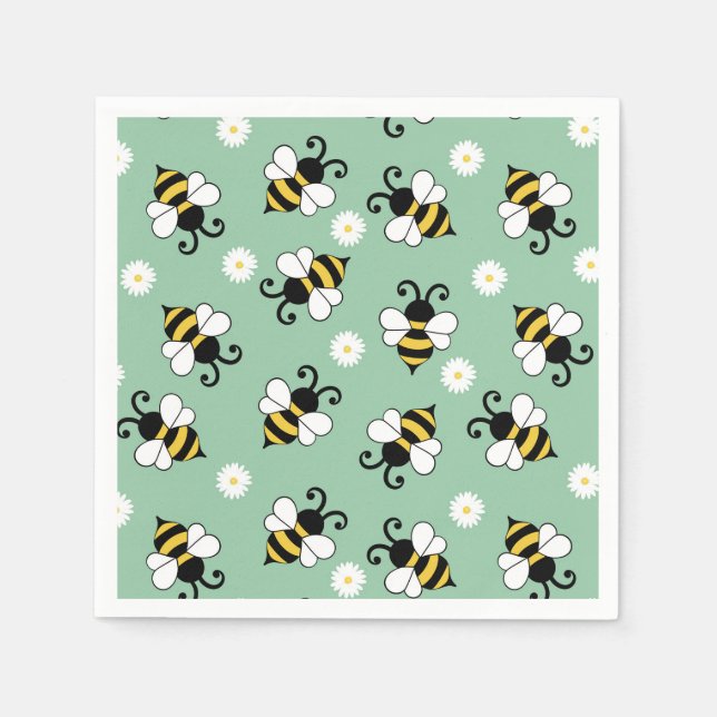 Niedliche Bienen und Blume Serviette (Vorderseite)