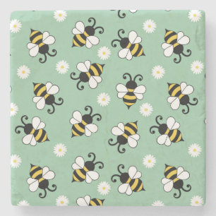Niedliche Bienen und Blume Steinuntersetzer