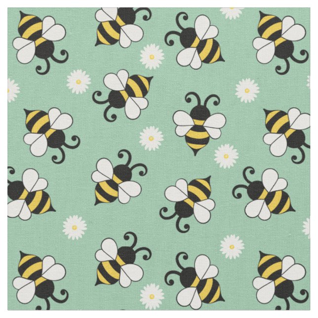 Niedliche Bienen und Blume Stoff (Nahaufnahme)