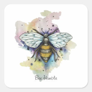 Niedliche Bienen und Regenbogenwaschmittel Quadratischer Aufkleber