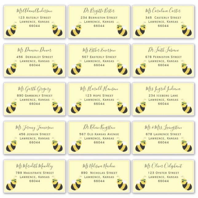 Niedliche Bienenindividueller Lieferadresse Kinder Aufkleber (Vorderseite)