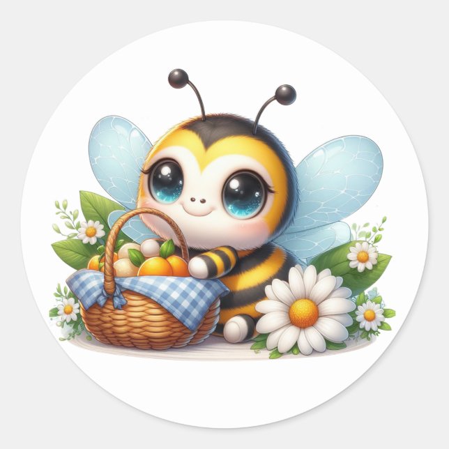 Niedliche Bienenkleber Runder Aufkleber (Vorderseite)