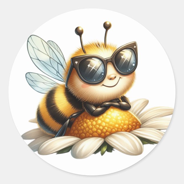 Niedliche Bienenkleber Runder Aufkleber (Vorderseite)