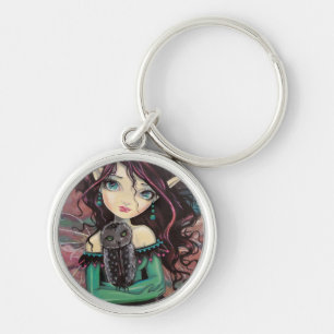 Niedliche Big-Eye Gothic Fairy and Owl Schlüsselanhänger