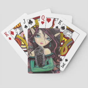 Niedliche Big-Eye Gothic Fairy and Owl Spielkarten