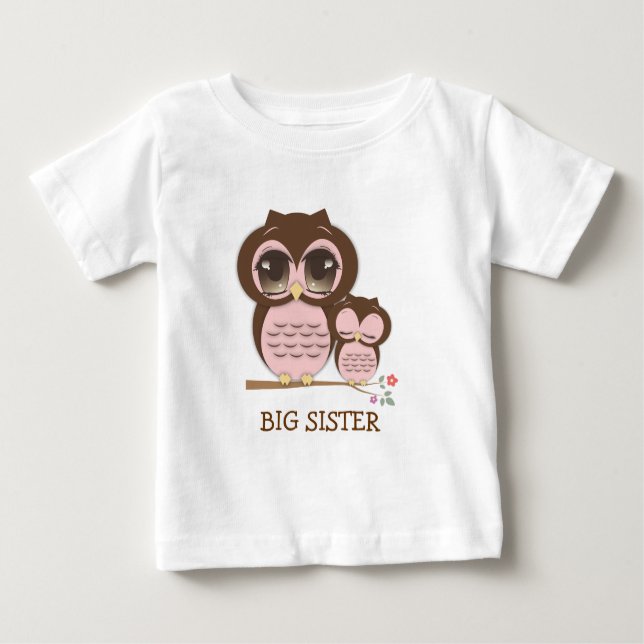 Niedliche Big Sister Owl mit Sleepy Lil' Baby Sack Baby T-shirt (Vorderseite)