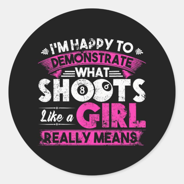 Niedliche Billard Frauen Funny für Girl Pool Playe Runder Aufkleber (Vorderseite)