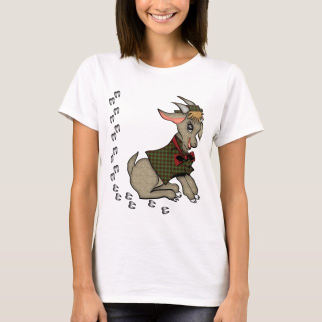 Niedliche Billy Goat mit Bowtie T-Shirt (Vorderseite)