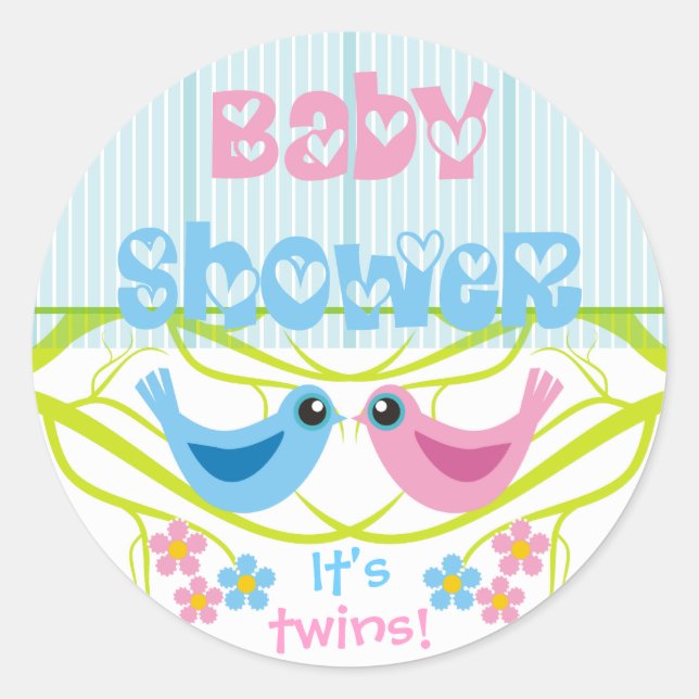Niedliche Birdies Baby Dusche Umschlag Aufkleber S (Vorderseite)