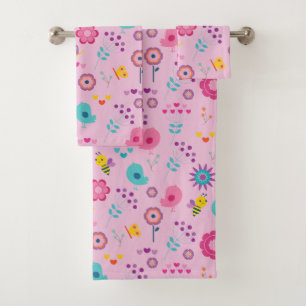 Niedliche Birds und Blume Badhandtuch Set