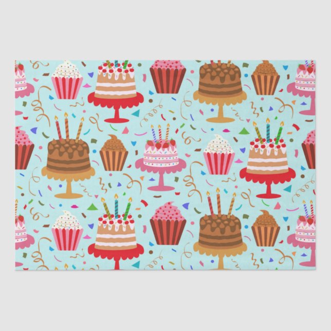 Niedliche Birthday Cakes und Cupcakes Seidenpapier (Vorderseite)
