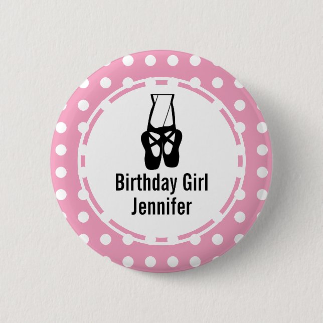 Niedliche Black Ballet Slippers en Pointe Birthday Button (Vorderseite)